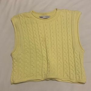Zara yellow knit crop sweater vest